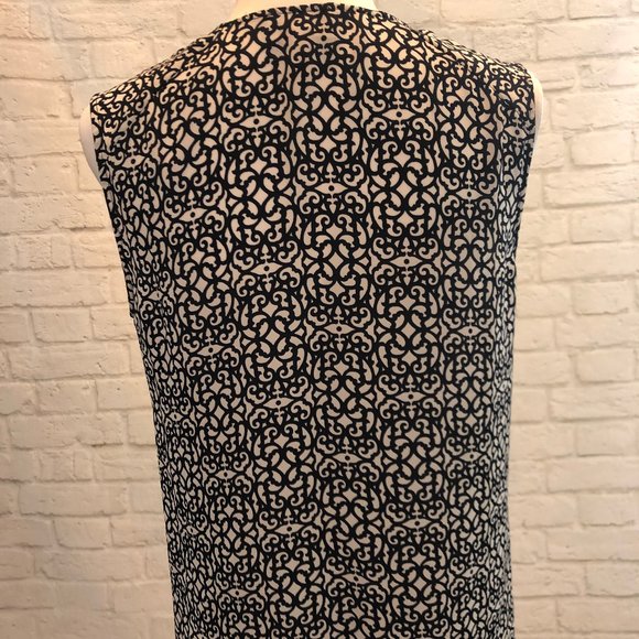 Laundry Navy & Ivory Print Sleeveless Top, Size M - Picture 2 of 7